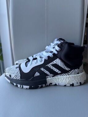 Adidas Marquee Boost Graffiti High Top Sneaker Geometric Black White US 9